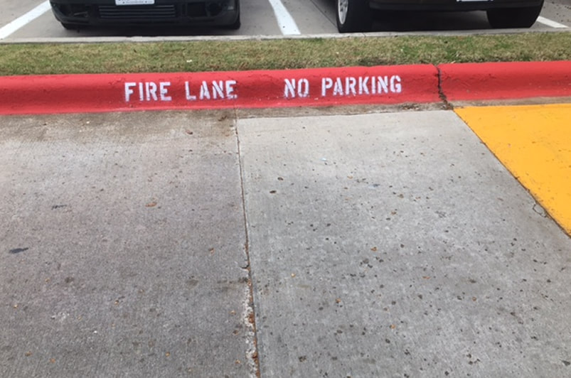 Fire Lane striping on your curb Athens, Georgia